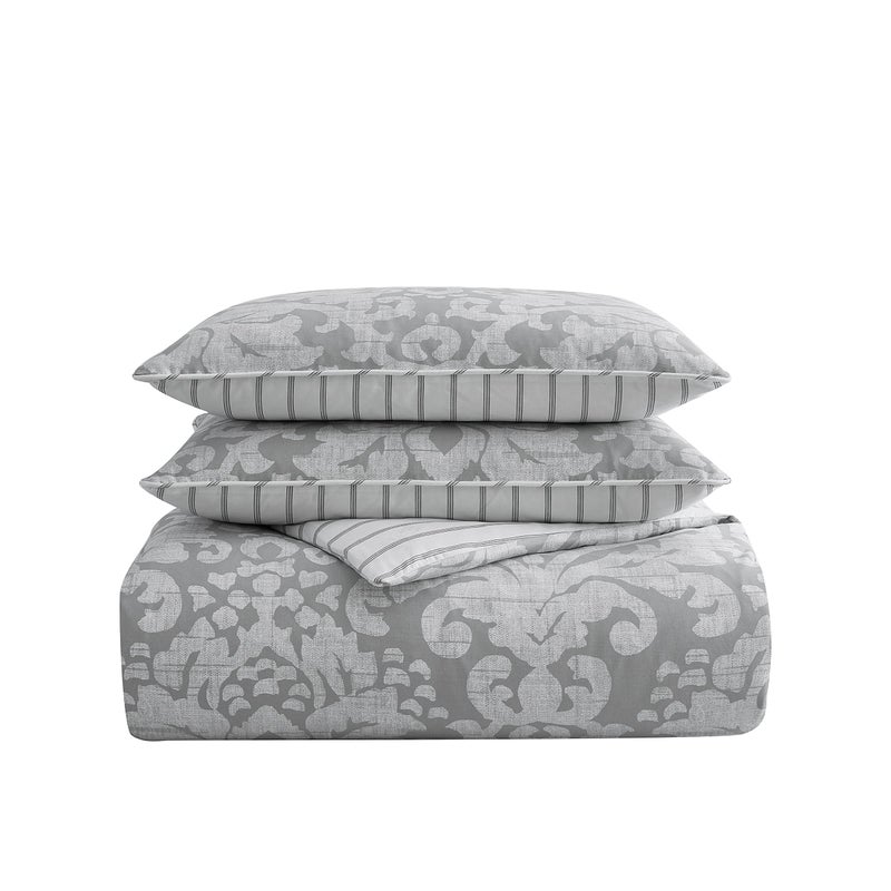 Stone Cottage - King Duvet Cover Set, Reversible Cotton Sateen Bedding with Matching Shams, Ideal Bedding Set (Camden Grey, King) - Image 5